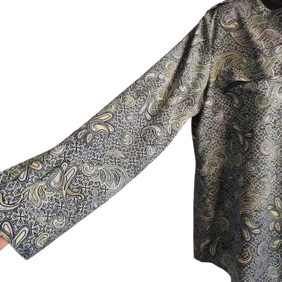 Calvin Klein Women's Multicolor Paisley Print Button Up Shirt Top Blouse Sz L - Picture 5 of 7